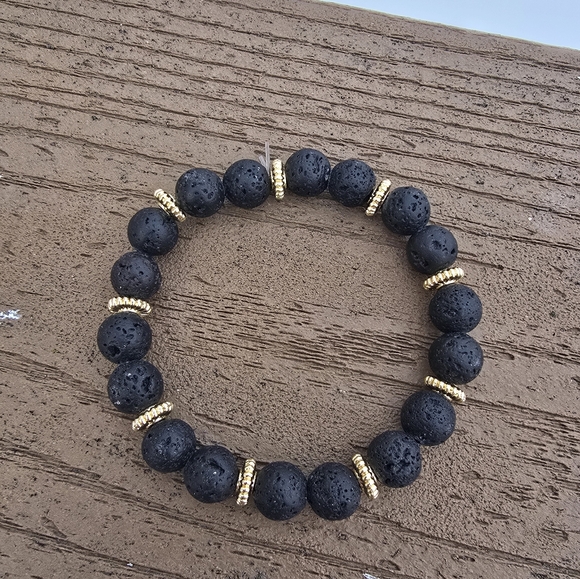 KarmaKreations Jewelry - Elegant Black and Gold Beaded Handmade Bracelet